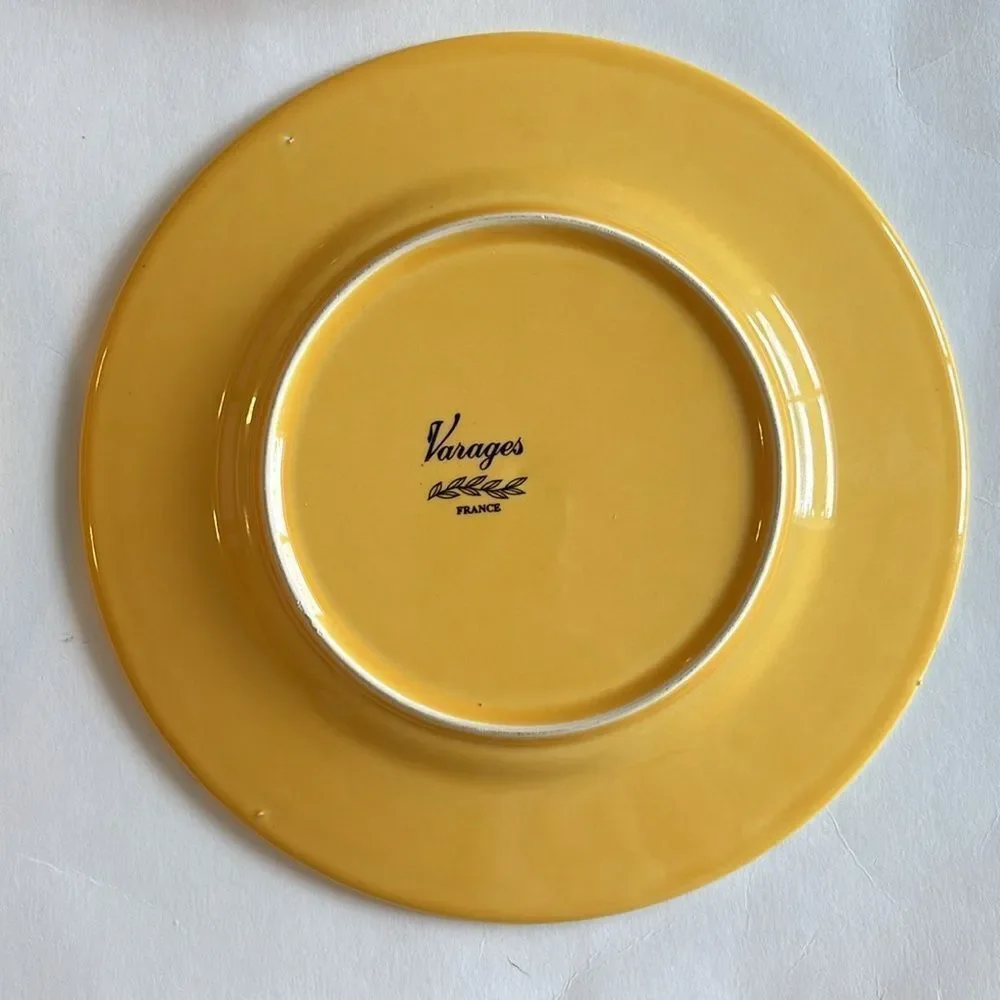 Varages France Olive Branch Pattern Yellow Salad Plates Set of 4